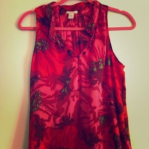J. Crew Red Silk Top